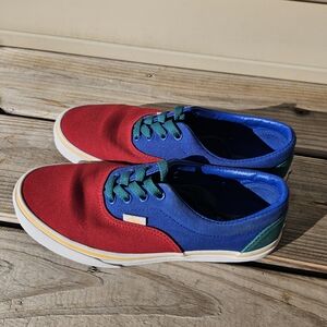 Vans Kid's Red and Blue Casual Sneakers, Size 5.5
